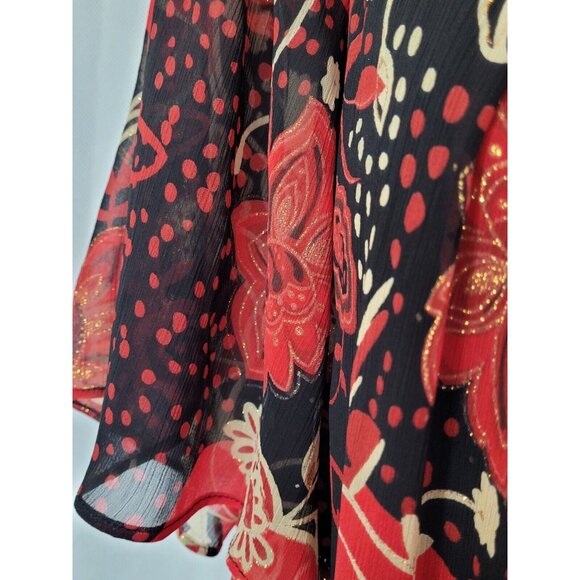 Le Bos Blouse 16W Red Layered Embellished Glitter Sparkle Slimming - Picture 10 of 11